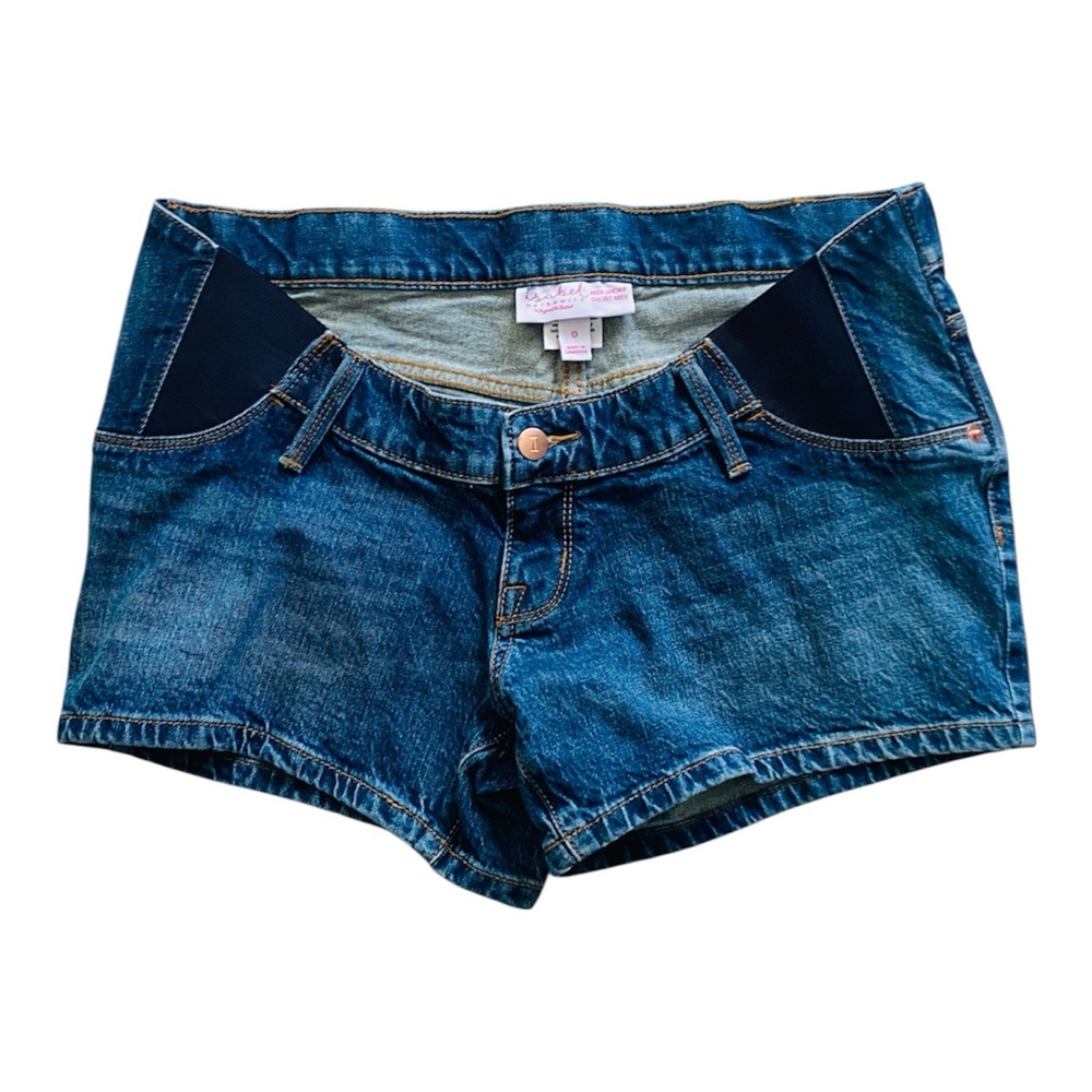Isabel Maternity by Ingrid & Isabel Blue Denim Shorts with Black Panels
